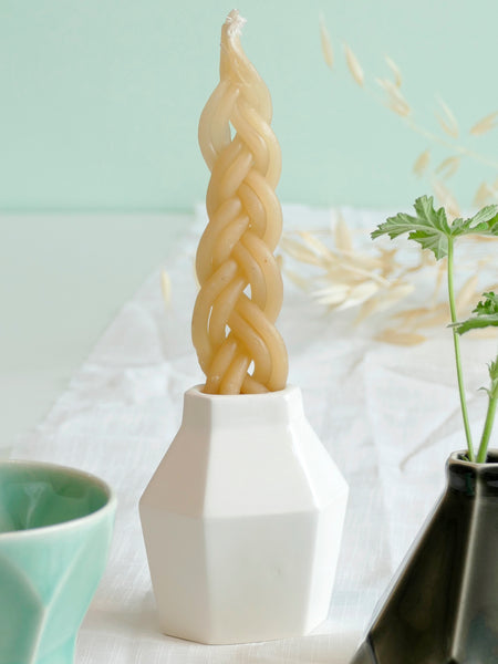Ceramic Havdalah Set Beige Clay with Off - White Glaze, includes a Wine Cup, Candleholder, Besamim Spices Holder and Bamboo Plate