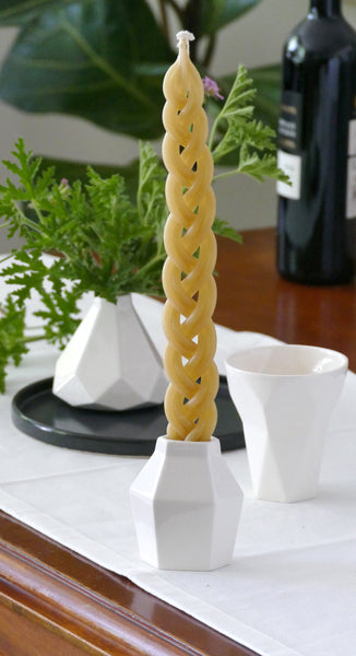 Havdalah candle holder - Hand made in Israel. Modern geometric Judaica piece - ceramic Havdalah candle holder, for a stylish Havdalah weekly ritual, Handmade of ceramic, choose your favorite glaze color.