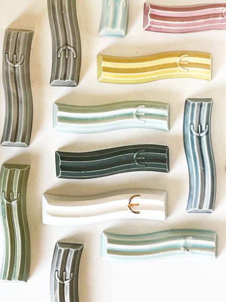 3 Mezuzah Cases Mystery Box, Wavy Style Ceramic Mezuzahs for 2.7'' Scroll, in Various Glaze Shades, 50% Discount, Surprising Colors Combo