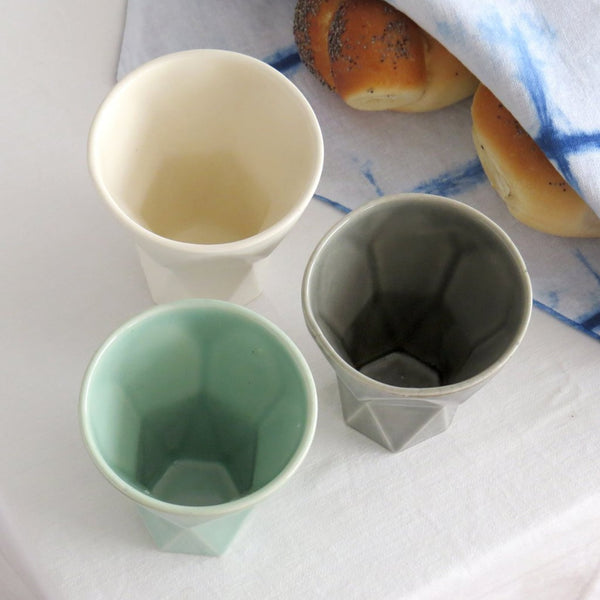 Shabbat Kiddush Cup - Modern Minimalist Aqua Green Ceramic - Geometric Style