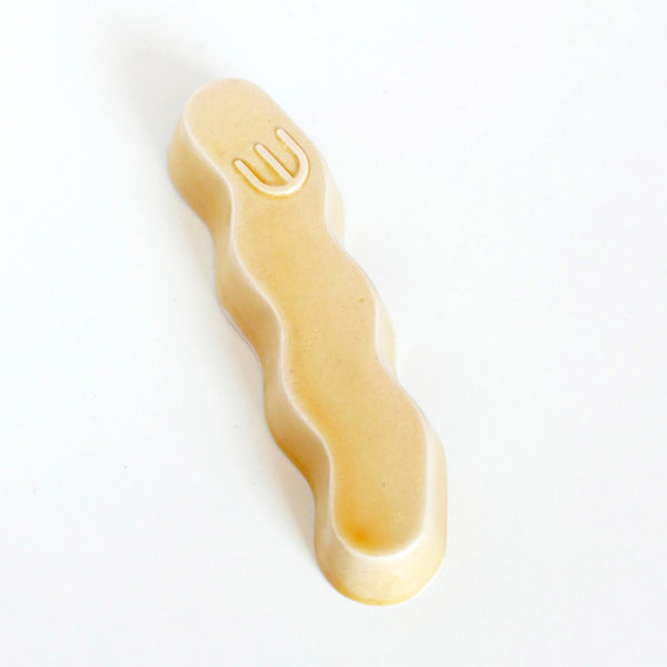 New Mezuzah Design - Pop Zig Zag - Yellow Glaze, Clay Mold, Fits 7cm Scroll - Special Price (Copy)
