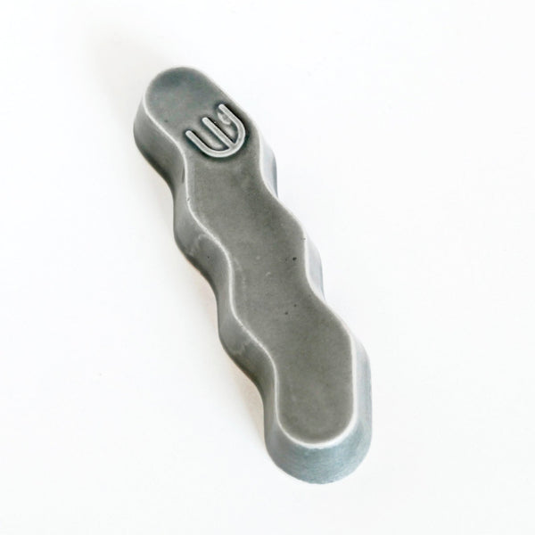 New Mezuzah Design - Pop Zig Zag - Grey Glaze, Clay Mold, Fits 7cm Scroll - Special Price