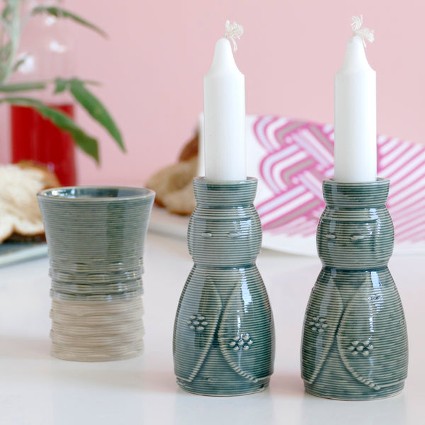 An original gift idea for modern Jewish family a Modern Shabbat pair of Candlesticks - Be the first one to buy This innovative Kokeshi doll inspired candleholders for Shabbat table.