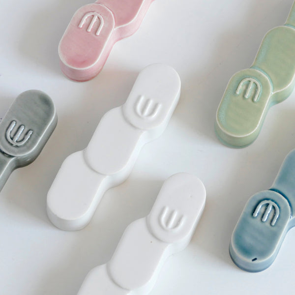 New Mezuzah Design - Wavy Zig Zag - Off White Clay Mold, Glossy Glaze - Fits 7cm Scroll - Special Price