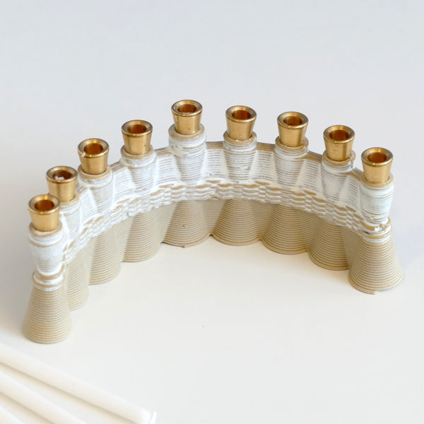 modern Judaica 3d printed clay Menorah made in Israel