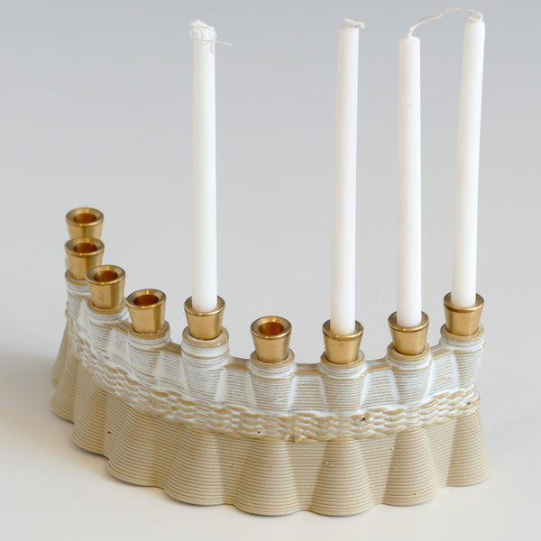 modern Judaica 3d printed clay Menorah made in Israel