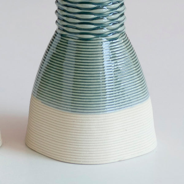 gift for modern jewish family - This elegant Shabbat Table set includes a wine goblet and a matching pair of candlesticks, rounded square shape, with weaving pattern - created in a unique method by a clay 3D Printer.