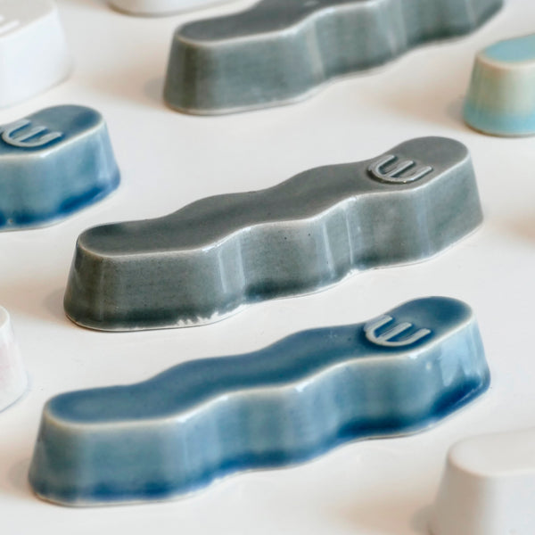 New Mezuzah Design - Pop Zig Zag - Grey Glaze, Clay Mold, Fits 7cm Scroll - Special Price (Copy)
