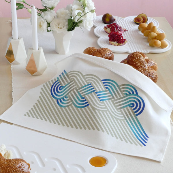 Rosh Hashanah table setting with modern Judaica trendy gifts