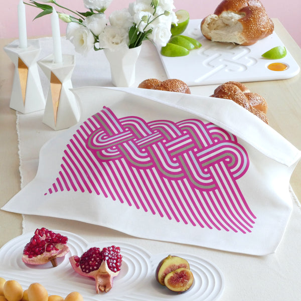 white and pink Rosh Hashanah table - original contemporary judaica design