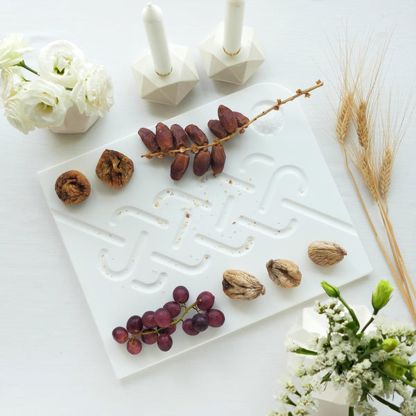 Challah Board - Made of White Corian, Modern, Minimalist Judaica, Durable and Elegant Challah Tray