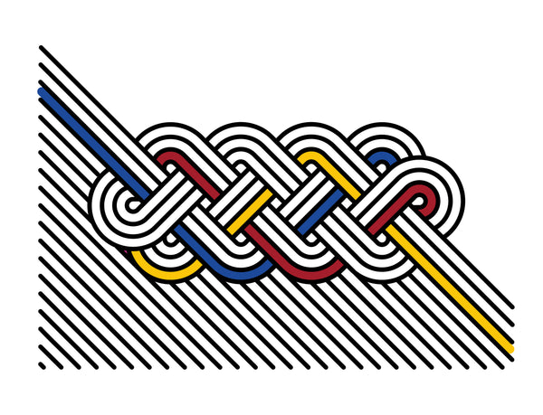 Challah cover design inspired by bauhaus and mondrian