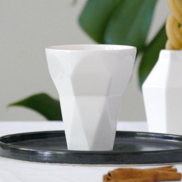 New color Sale - Ceramic Havdalah Set - White (Matt) Ceramic Cup, Candleholder, Besamim Spices Holder and Black Plate