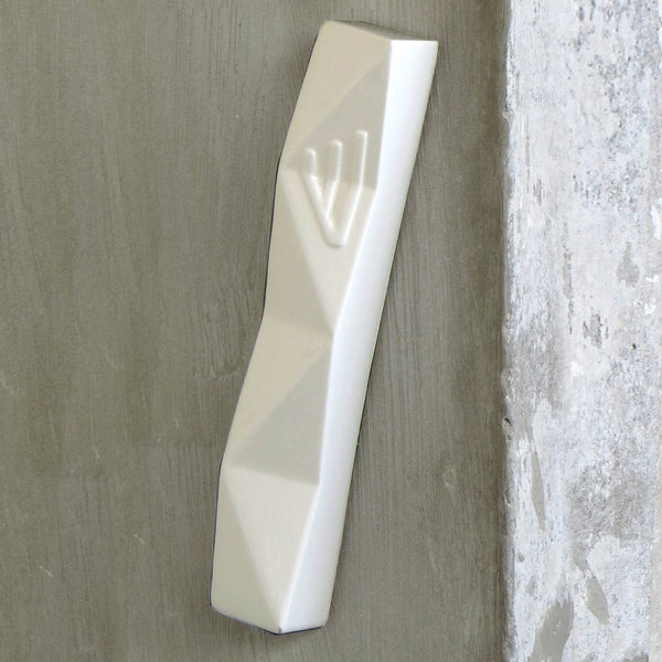 XL Mezuzah Case for Front Door - White Ceramic -  for 6'' scroll