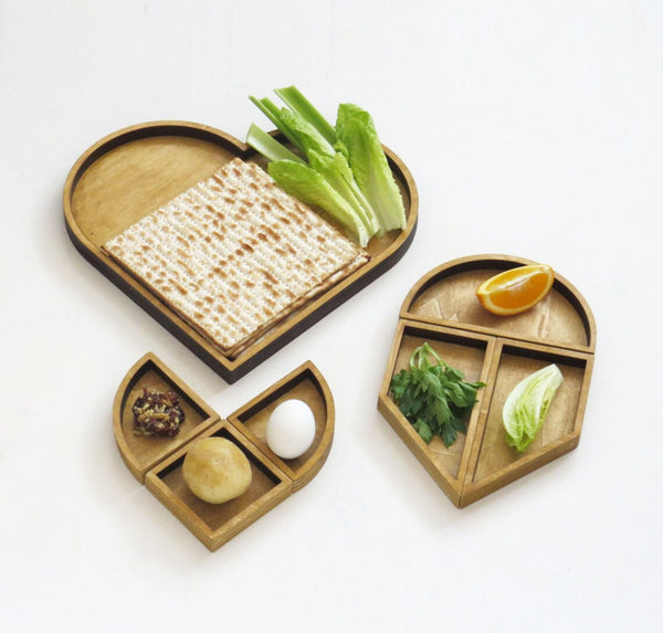 wooden tangram seder plate