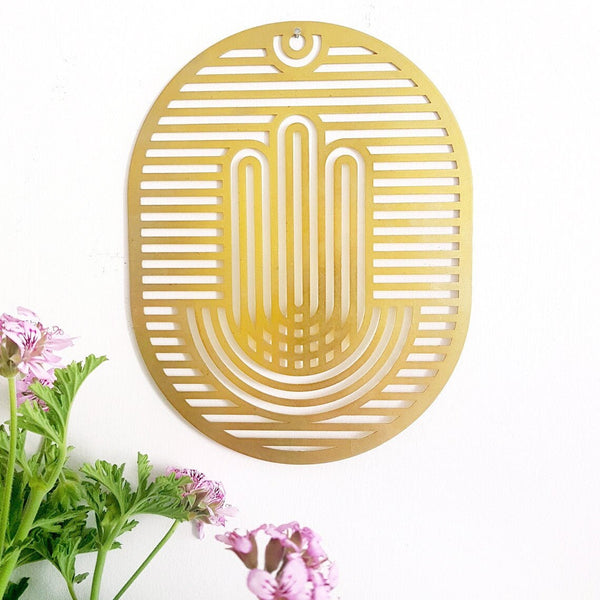 geometric wall art - hamsa made of brass