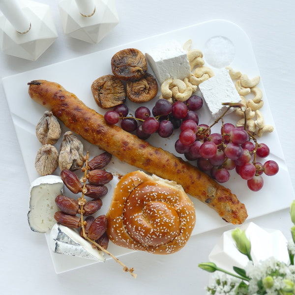 Shabbat Table - Challah Board for Jewish Holiday Table, White Corian, Modern Minimalist Tray Ready to ship for Shavuot