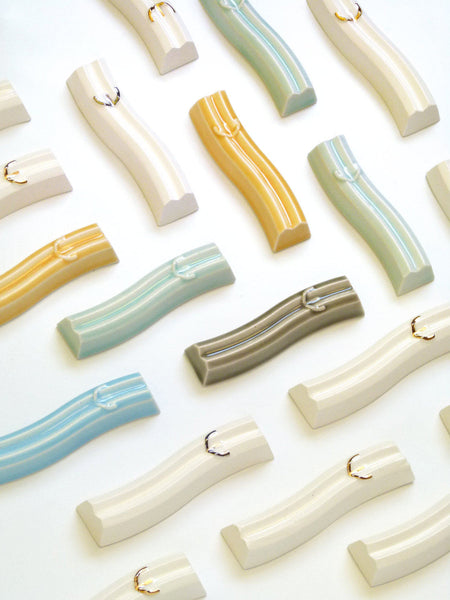 Mezuzah Case - Light Blue Wavy Ceramic - for 2.7'' Scroll