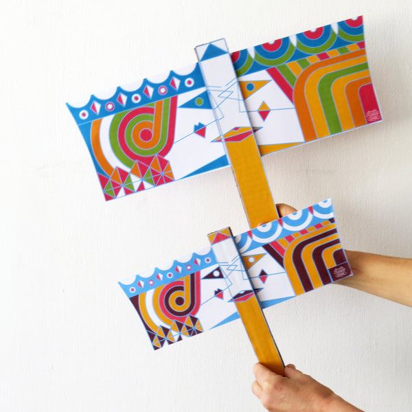 Nearly FREE PATTERN for PURIM - PDF File - Print your Vashti and Esther Flag - DIY Activity - Purim Flag - Small (11.5''x8.5'') - Coloring Project for a Feminist Reading of Megillah