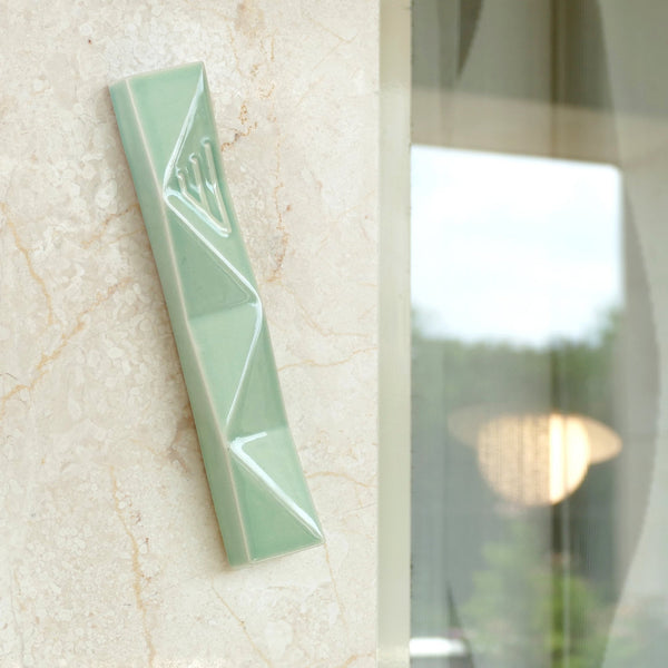 Large Mezuzah case for front door, modern geometric style