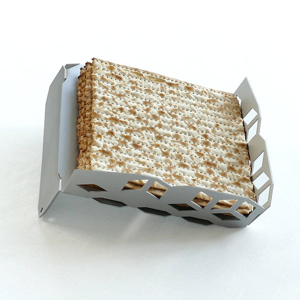 matzah tray - modern judaica - minimalist metal Matzoh plate