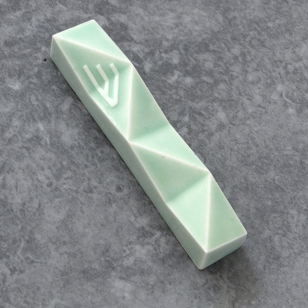 Minimalist Mezuzah Case, Light Green ceramic, hamdmade in Israel
