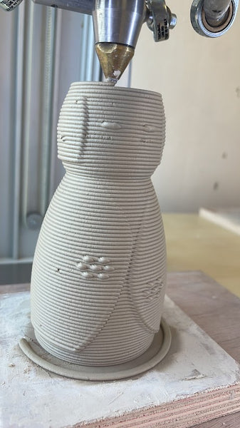 Making of 3D Printed Clay Candlesticks, Inspired by Kokeshi Doll, Pair of Shabbat Candleholders, Beige Ceramic 