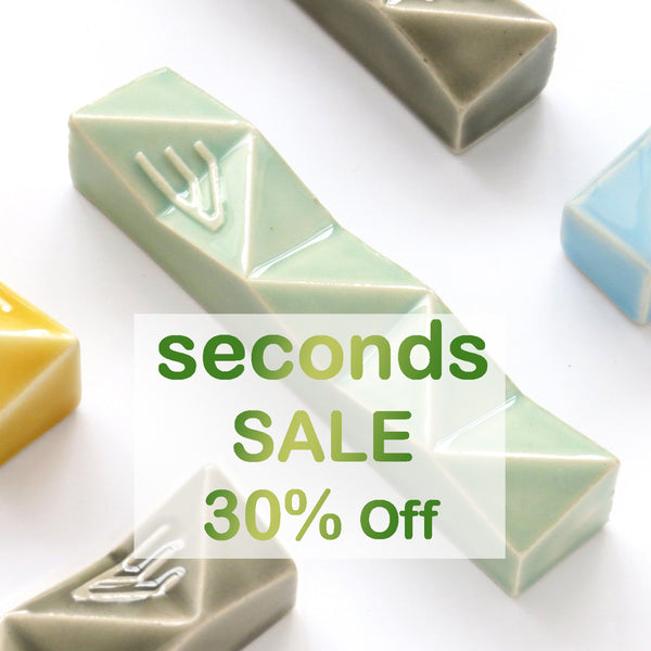 modern mezuzah case - geometric clay Judaica gift