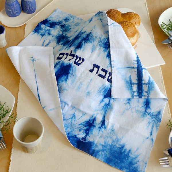 XL Challah Cover for Shabbat Table 18''*22'' , One of a Kind Judaica Gift, Shibori Challah Bread Cover Hand dyed. #A