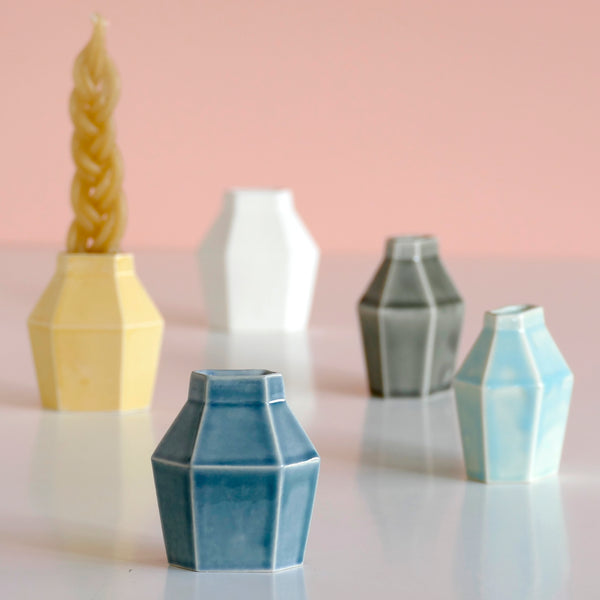 Havdalah candle holder - Hand made in Israel. Modern geometric Judaica piece - ceramic Havdalah candle holder, for a stylish Havdalah weekly ritual, Handmade of ceramic, choose your favorite glaze color.