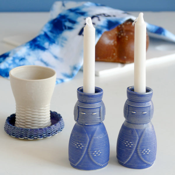 An original gift idea for modern Jewish family a Modern Shabbat pair of Candlesticks - Be the first one to buy This innovative Kokeshi doll inspired candleholders for Shabbat table.
