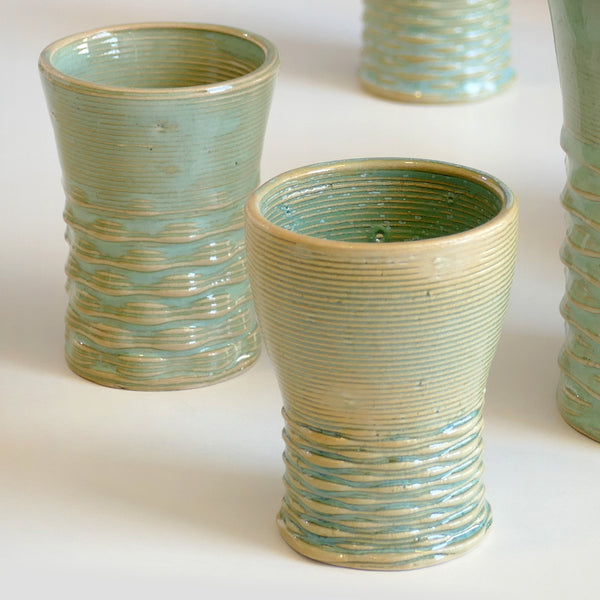 texture details of eclectic Kiddush cups, clay 3d printed