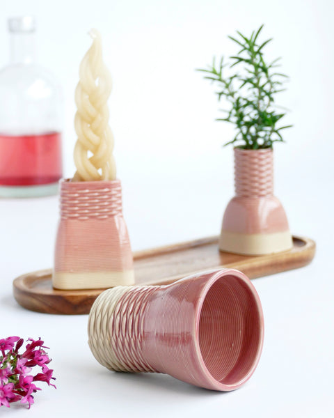 This elegant Havdalah set is created in a unique method by a clay 3D Printer.

This modern Ceramic Judaica set - consist of all items needed for a Havdalah weekly ritual - a wine cup, a candleholder, Besamim holder 