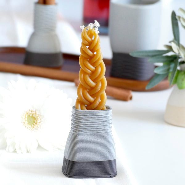 Black Havdalah Set, 3D Printed in Clay, Wine Cup, Besamim- Spices Holder, Candleholder, Black Clay judaica , with Bamboo Oval Plate