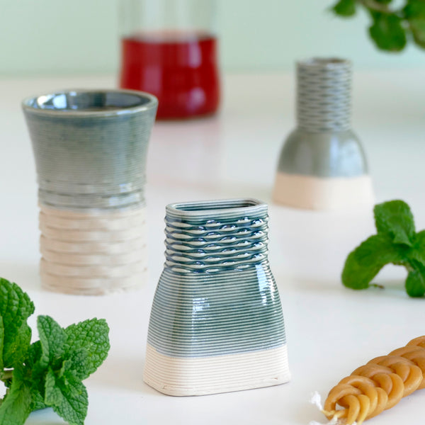 Havdalah Set for Early Adopters, Early Bird Sale, Wine Cup, Besamim- Spices Holder, Candleholder, 3D Printed Clay, Emerald and Sand Shade