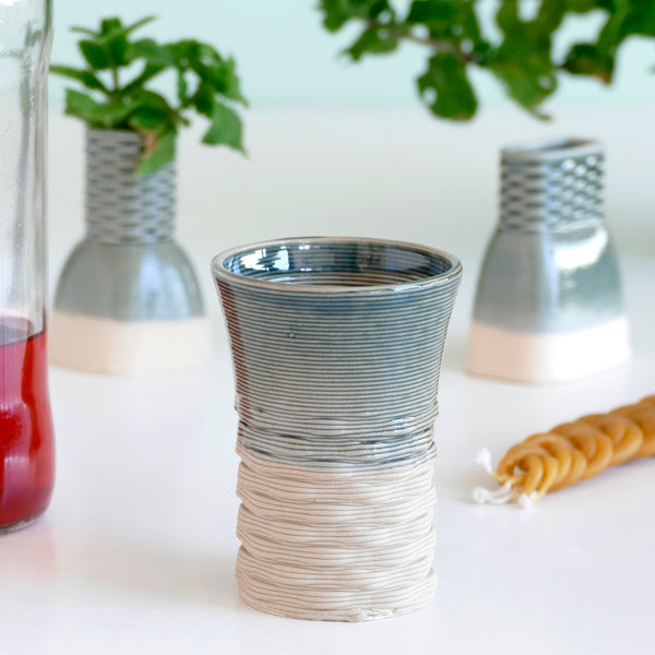 Havdalah Set for Early Adopters, Early Bird Sale, Wine Cup, Besamim- Spices Holder, Candleholder, 3D Printed Clay, Emerald and Sand Shade