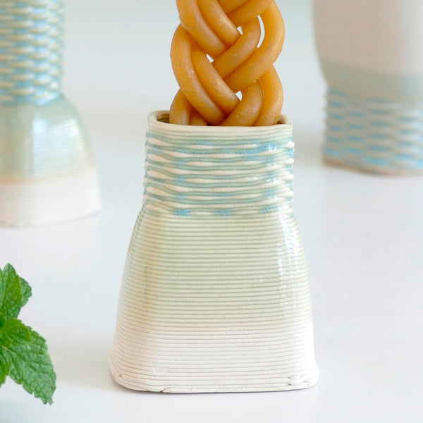 Havdalah Set for Early Adopters, Early Bird Sale, Wine Cup, Besamim- Spices Holder, Candleholder, 3D Printed Clay, Mint and Sand Shade