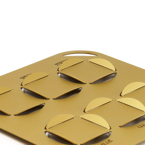 Passover Seder plate Golden Olive, Minimalist Geometry Style, Made of Aluminum