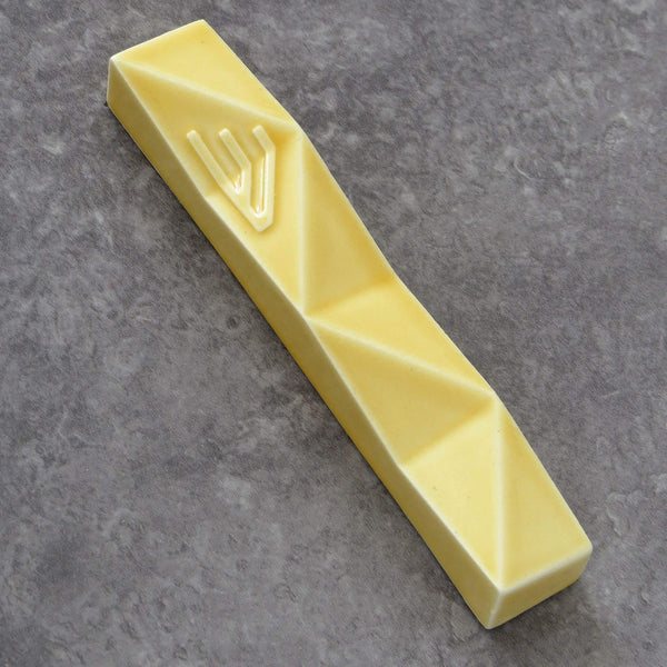 A modern Mezuzah case in contemporary geometric Judaica style. This Larger Mezuzah case will fit your front door, and will make an elegant entrance to your home