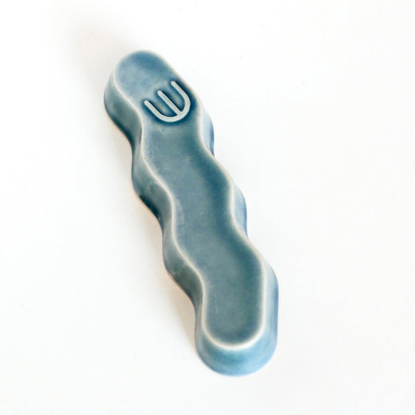 New Mezuzah Design - Pop Zig Zag - Blue Glaze,  Clay Mold, Fits 7cm Scroll - Special Price