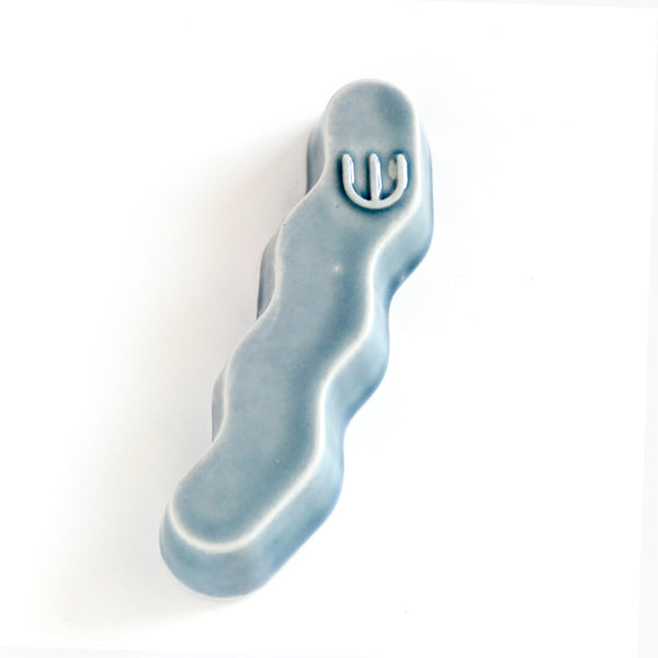 New Mezuzah Design - Pop Zig Zag - Light Steel Blue Glaze,  Clay Mold, Fits 7cm Scroll - Special Price