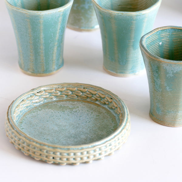 This elegant Kiddush cups set - created in a unique method by a clay 3D Printer.