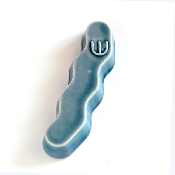 New Mezuzah Design - Pop Zig Zag - Blue Glaze,  Clay Mold, Fits 7cm Scroll - Special Price