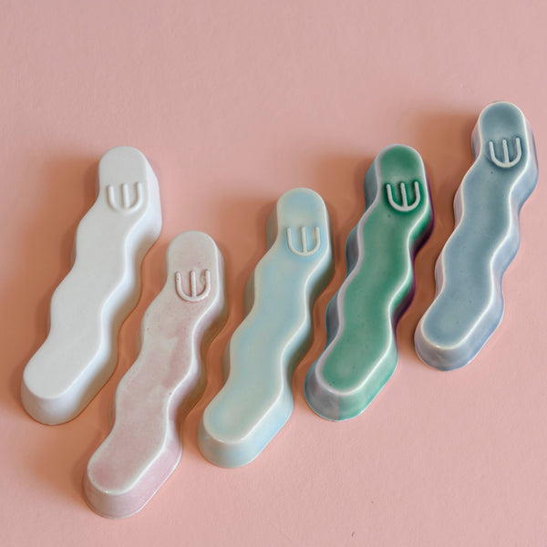 New Mezuzah Design - Pop Zig Zag - Emerald Glaze,  Clay Mold, Fits 7cm Scroll - Special Price