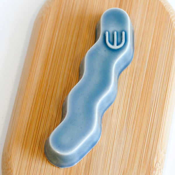 New Mezuzah Design - Pop Zig Zag - Blue Glaze,  Clay Mold, Fits 7cm Scroll - Special Price