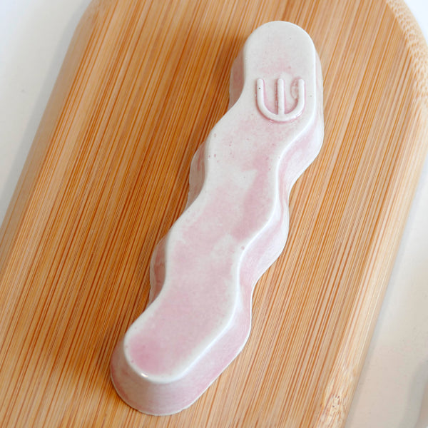 New Mezuzah Design - Pop Zig Zag - Cloudy Pink Glaze  Clay Mold, Glossy Glaze - Fits 7cm Scroll - Special Price (Copy)