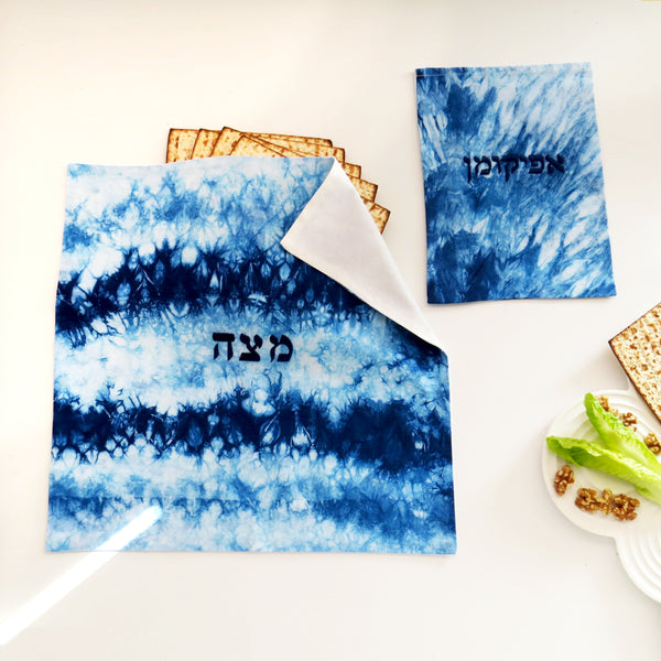 Passover table Matzah cover & Afikomen bag set,hand dyed Matzoh Cover  No:3