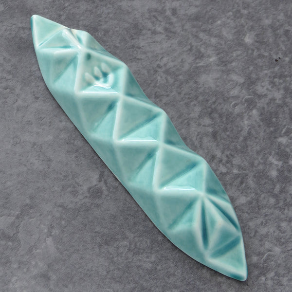 Mezuzah Case - Origami style - Ceramic with Aqua glaze - Medium size - for 4''/10cm scroll
