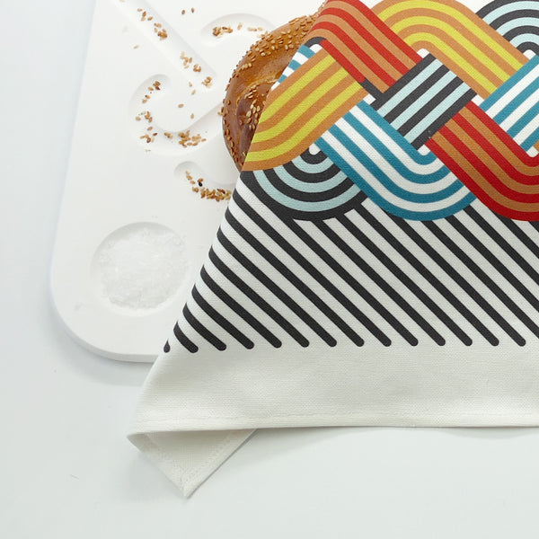 modern Challah Cover - geometric design in vintage colors