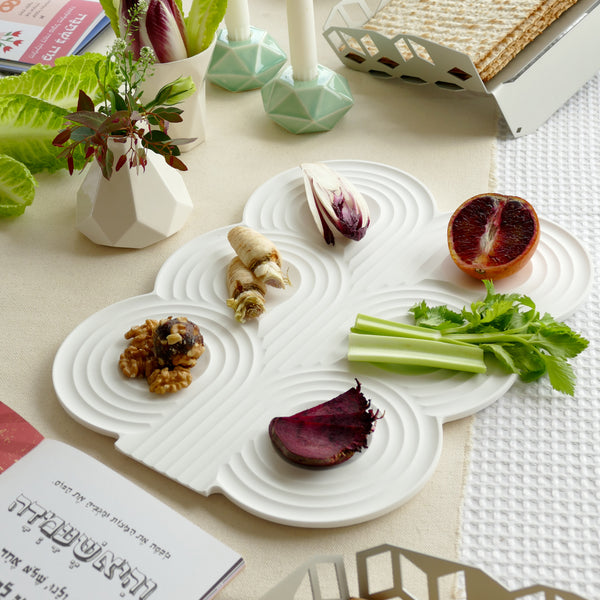 2022 Seder night Table design - modern Seder Plate made in Israel - made of white corian